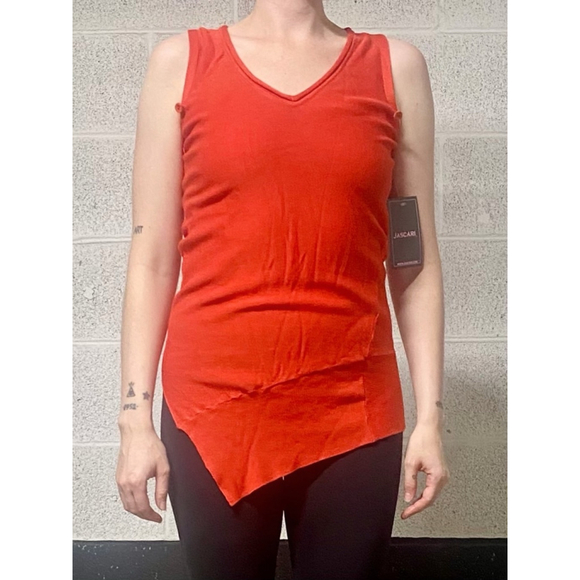 Vintage Y2K Orange Knit Asymmetrical Tank Top with Matching Shrug NWT - Picture 2 of 10